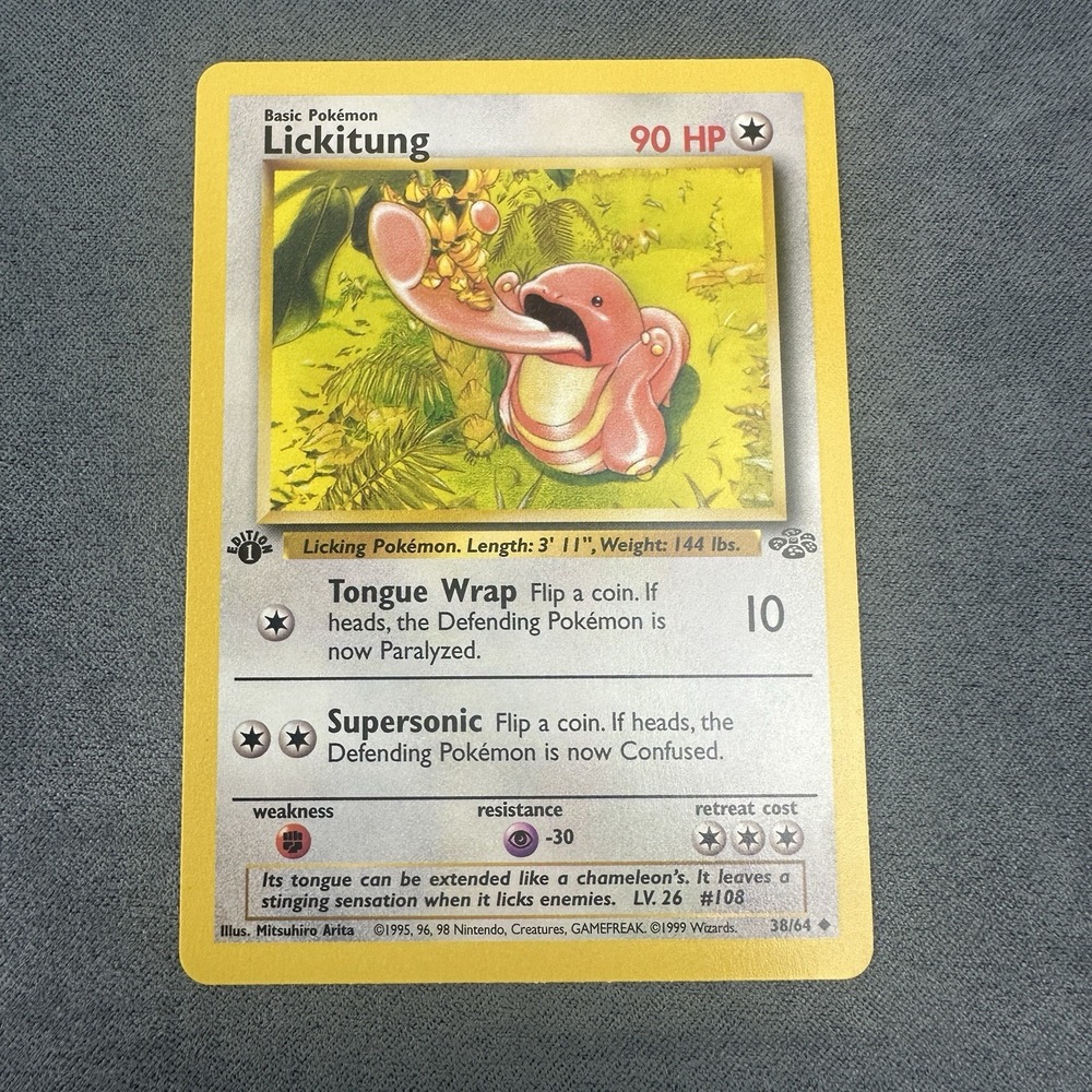 Pokemon‎ Lickitung Jungle 1st Edition 38/64 Uncommon LP WOTC Card